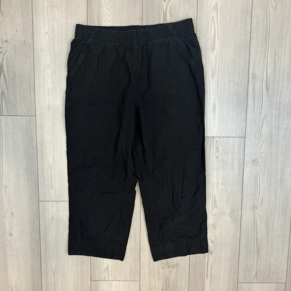 Duluth Trading Size 12 Overeasy Lightweight Hemp Capris Pants Black 60975‎